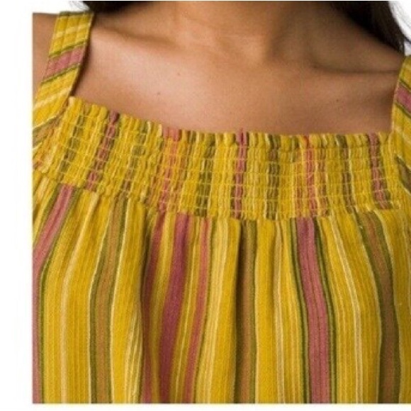 Prana Women's Little Palm Cami Leapfrog Stripe Gold Cotton Top NWT - Picture 3 of 9